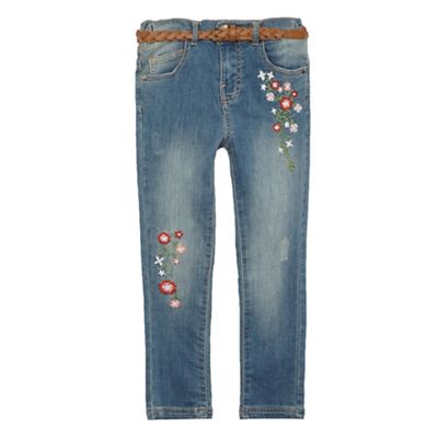 Girls' blue floral print skinny jeans